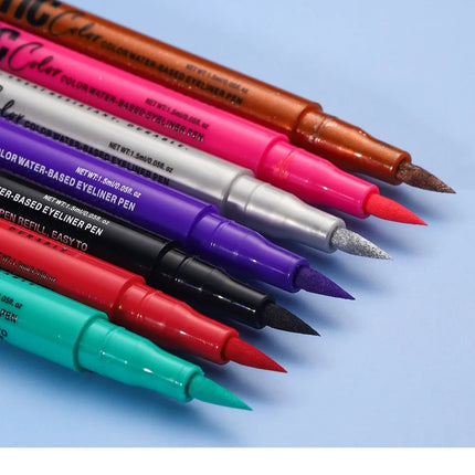 12 Colors Water-based Eyeliner Liquid Matte Red Quick-Drying Smudge-Proof Smooth Eyeliner Pen Long-Lasting Eyes Makeup Cosmetics
