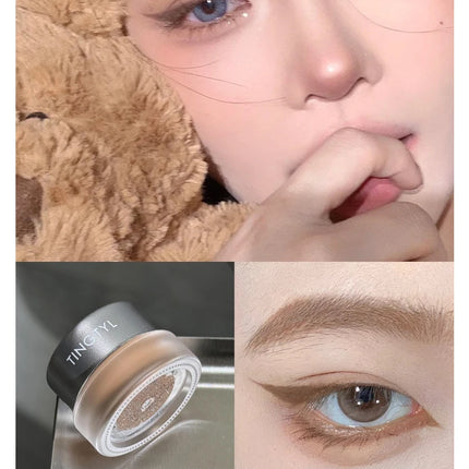 Waterproof Matte Red Eye Liner Paste with Blade Brush Soft Easy Coloring Slim Bold Gel Eyeliner Silkworm Cream Natural Tint