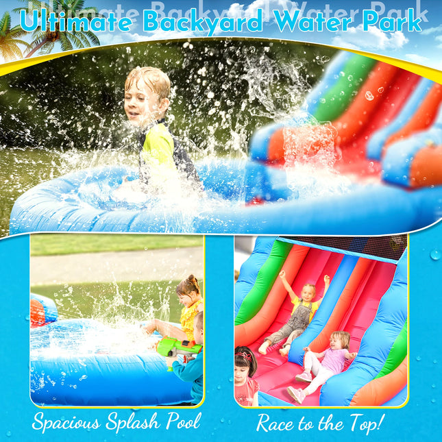 Inflatable water slide, Commercial Bounce House with Water Slide PVC and a 950W Air blower Children's playground bubble pool