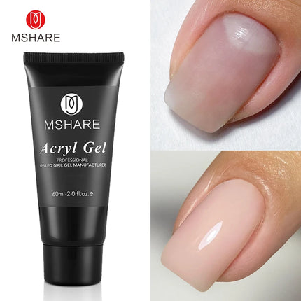 MSHARE Poly Nail Extension Gel TPO Hema Free Milky White Nails 60g Nail Extension Camouflage Quick Building Finger 60ml