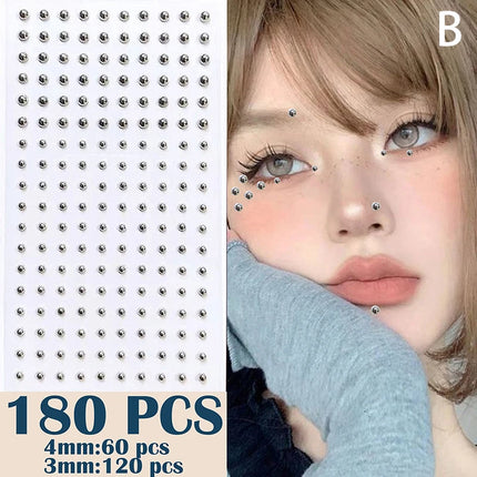 New Diamond Sticker Fake Nose Stud Self Adhesive Rhinestones Non Piercing Eye Ear Face Body Jewelry For Women Sticker Crystal