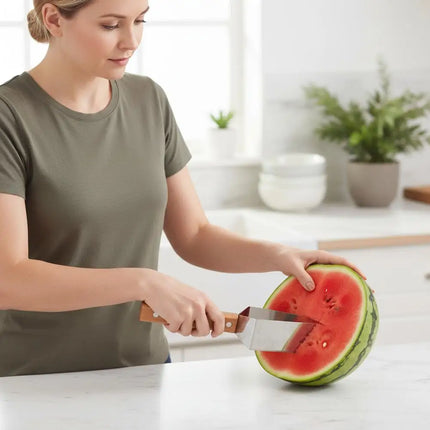 Stainless Steel Watermelon Slicer Handheld Thicken Melon Cutting Tool Fast Cutting Convenient Fruit Cutter Camping Party