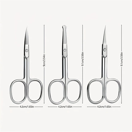 Stainless Steel Small Scissors, Curved & Rounded Blunt Tip for Eyebrows, Eyelashes, Beard Trimming, Moustache