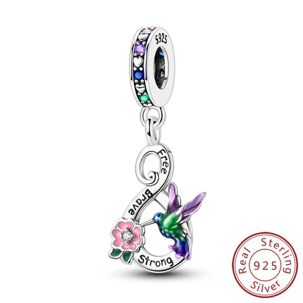 Spring Charms Beads Pendant 925 Sterling Silver Flower Butterfly Dragonfly Mushroom Charms Fit Bracelet Woman Man DIY Jewelry