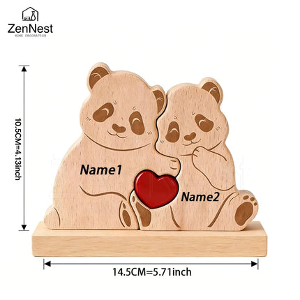 Personalized Wooden Bear Puzzle Home Decor Custom Name Accommodates 2-5 Names Rustic Style Wooden Bear Mother's Day Gift