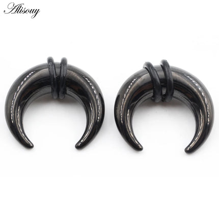 2PCS Stainless Steel C Shape Buffalo Horn Ear Taper Stretcher Expander Septum Captive Tragus Cartilage Piercing Body Jewelry