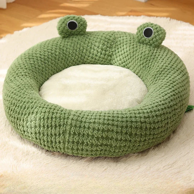 New Pet Nest Winter Protect Cold Warm Dog Den Cat Villa Small Frog Shape Semi-Enclosed Kitten Puppy Plush Mattress Pet Supplies