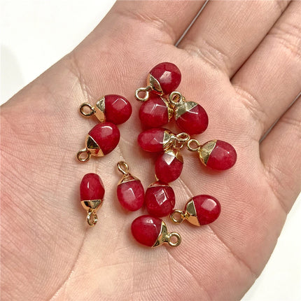5pcs 6x10MM Faceted Natural Stone Oval Pendant Charm Pendant for DIY Jewelry Making Necklace Earrings Gem Accessory Wholesale