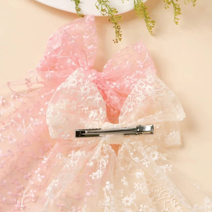 1pc Girl Romantic Wedding Season Headwear Gift Accessory Sweet Hair Clip Ribbon Mesh Embroidery for Girls Tailcoat Lace Bow Hair
