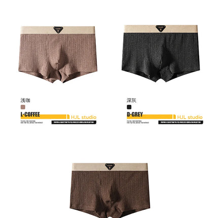 3PCS/Pack Cotton Hygroscopic Breathable Underpants Men Comfortable Mesh Crotch Panties Soft Solid Striped Men's Boxer Underwear
