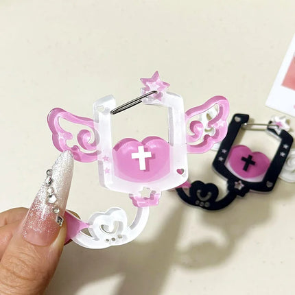 Kawaii Black white notes Illustration trinkets keychain bag charms Acrylic pendant Carabiner Backpack Pendant Decoration Gifts