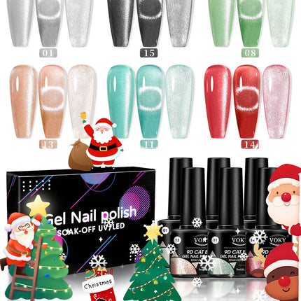 VOKY 6-piece Cat Eye Liquid Nail Polish Set - Suitable for nail decoration in home salons.
