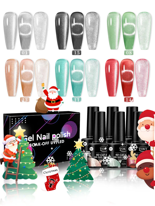 VOKY 6-piece Cat Eye Liquid Nail Polish Set - Suitable for nail decoration in home salons.