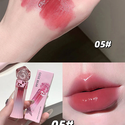 Gege Bear Water Light Lip Llaze Set Mirror Lipstick Lip Gloss, Hydrating Moisturizing, Long Lasting, Gift for Lover