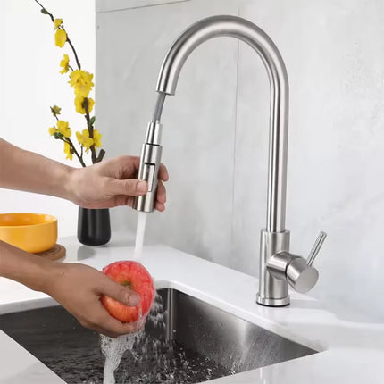 Kitchen Faucet Single Hole Pull Out Spout Kitchen Sink Mixer Tap Stream Sprayer Head Chrome/Black Mixer Tap