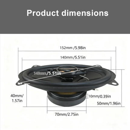 A Pair of 4x6-Inch Coaxial Four-Way Car Audio Speakers, 500W Maximum Power, 50W RMS, High-Power Sound Quality, 4 Ohm Impedance