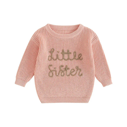 0-18months Toddler Girl Sweaters Long Sleeve Letter Embroidery Knit Pullover Sweaters For Baby Girls