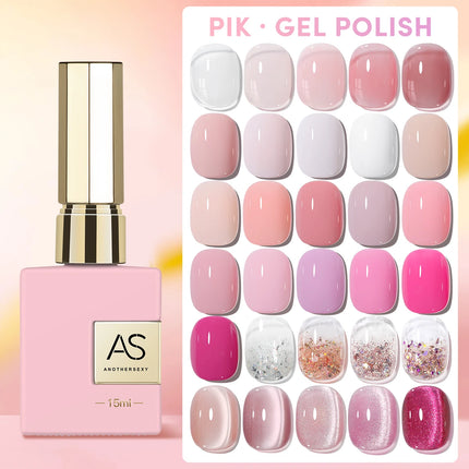 AS 15ml Pink Glass Bead Cat Magnetic Gel Nail Polish Spring Jelly Crystal Semi Permanent Moonlight Soak Off Manicure Varnish Gel