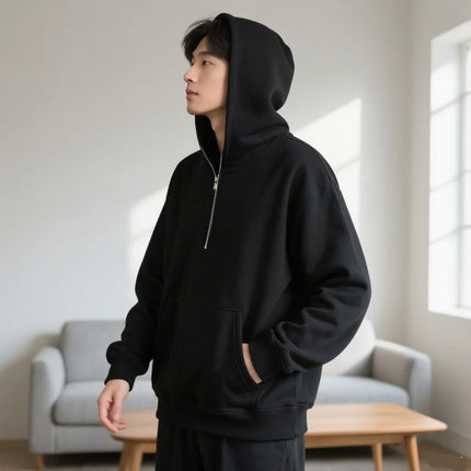 2025 Autumn/Winter Men's Zipper Double Hoodie Casual Sports Shirt with Hooded Mask Design Sports Jacket Top Outdoor Activities