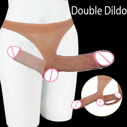 Strap-on Double Dildo Silicone Dildo Harness Solid Strapon Dildos Realistic Skin Wearable Penis Adult Sex Toys For Women Men