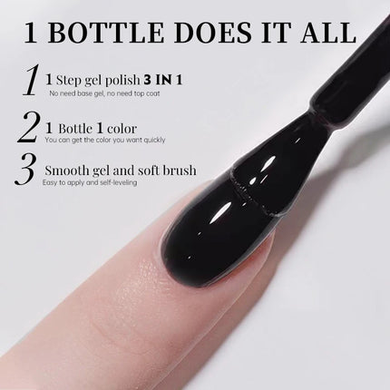 UR SUGAR 15ml Black White 1-step Gel Polish 3 IN 1 Gel Nail Polish Nail Art Soak Off LED UV Gel Nail Varnishes For Nail DIY Arts