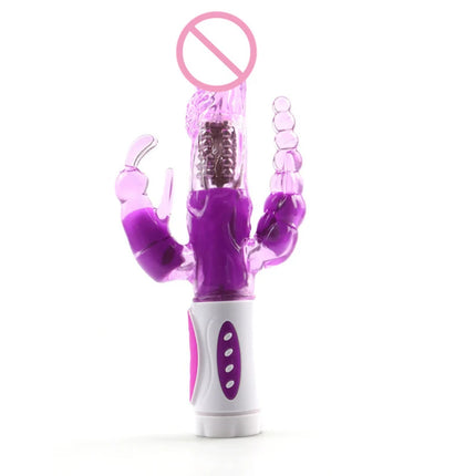 Sextoy 3 In 1 Dildo Rabbit Vibrator Tongue Licking Double Rod Masturbation Anal Clit Vibrator Sex Toys for Women