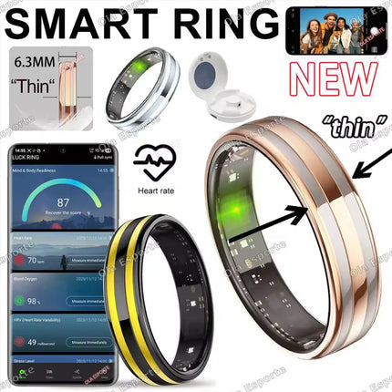 New 6.3mm Thin Smart Ring Health Monitor Smartring Outdoor Waterproof Ring Heart Rate Body Temperature Monitoring Sports rings