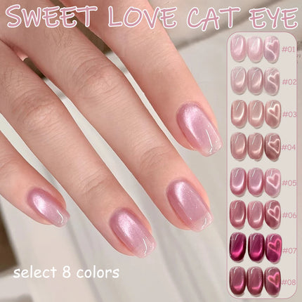 1-8pcs TC Sweet Love Cat Eye Gel Nail Polish 2025 New Temperament Whitening Dragon Fruit Pink Glass Beads Nail Art Pink Nails
