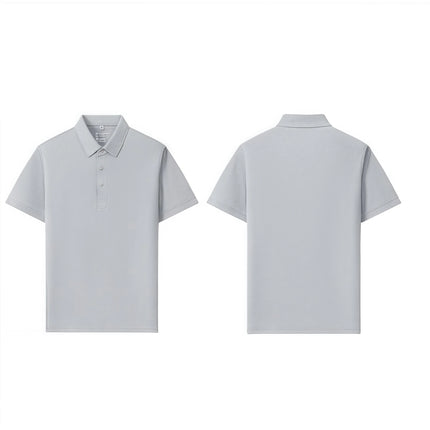 6XL Anti-Wrinkle Pearl Weave Cool Feeling Solid Color Polo Shirt Seamless Collar Four Button Men's T-Shirt Summer Breathable