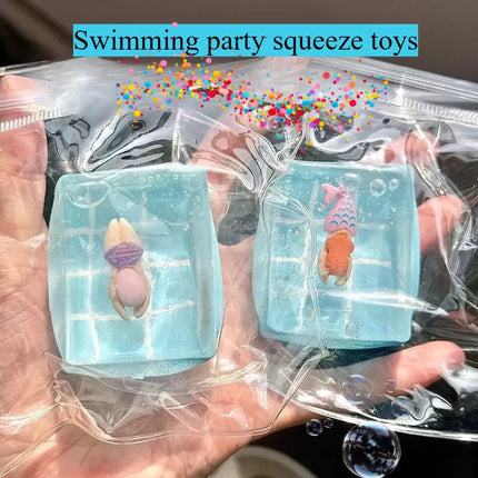 Squishy Swimming Pool Squeeze Toys Stress Relief Slow Rebound Fidget Toys Soft Maltose Decompression Squeeze Toy Gift for Adults