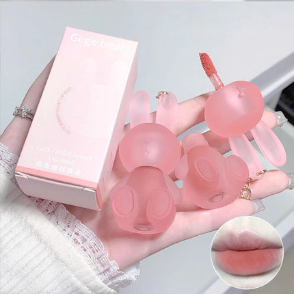 Cute Bunny Lipgloss Matte Velvet Lip Clay Long-lasting Color Non-drying Gege Bear Rabbit Lip Glaze