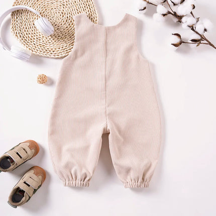 Baby Boys Girls Jumpsuits Cute Bear Graphic Denim Bib Pants with Small Pocket Toddler Overalls for Spring Autumn