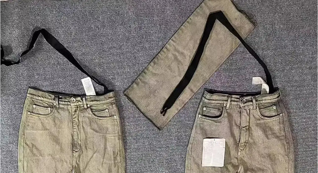 Brand New Rick Washed Sand Zipper Pocket Fit slim opium PANT Jeans Cotton Denim Pants Comfort Casual Jeans Size S M L XL #B6