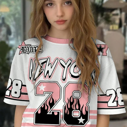 Girl's Boy's Sports Jersey New York 28 Print Short Sleeve T-Shirt Summer Graphic Tee Plus Size Men's Women's Sports T-Shirt