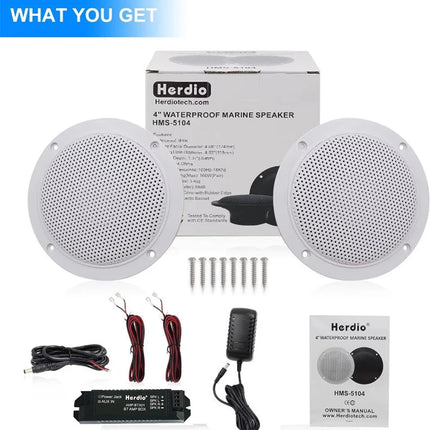 Herdio 4 Inch Ceiling Bluetooth Speakers Water Resistant 160W Marine Speakers For Bathroom Kitchen Home Outdoor Camper 2PCS