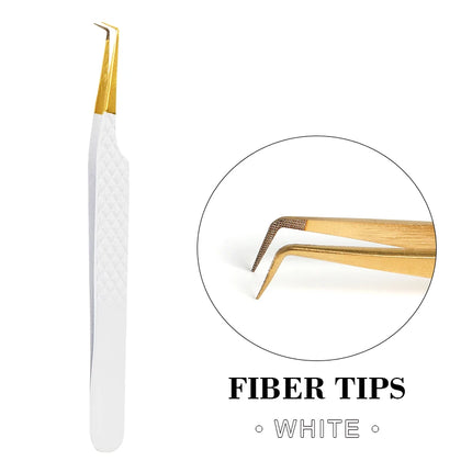 1pc Fiber Tip Tweezers Stainless Steel Straight Curved Nail Tools Volume Eyelash Accurate Tweezers Clip Set Makeup Tools