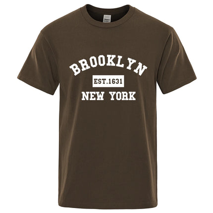 Brooklyn Est. 1631 New York Letter Print T-Shirt Man Casual Loose T-Shirts Summer Cotton Tops Fashion Breathable Tee Clothing