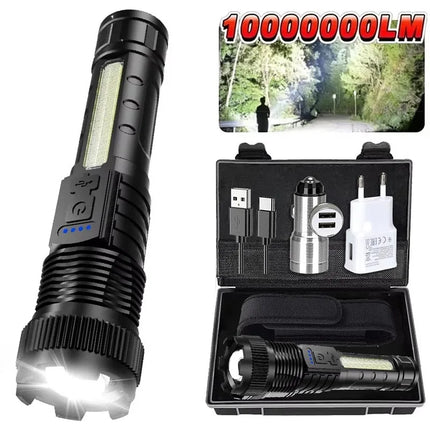 High Power LED Flashlight Type-C Rechargeable Tactical Torch with Built-in Battery Pen Clip Flashlights Outdoor Camping Lantern