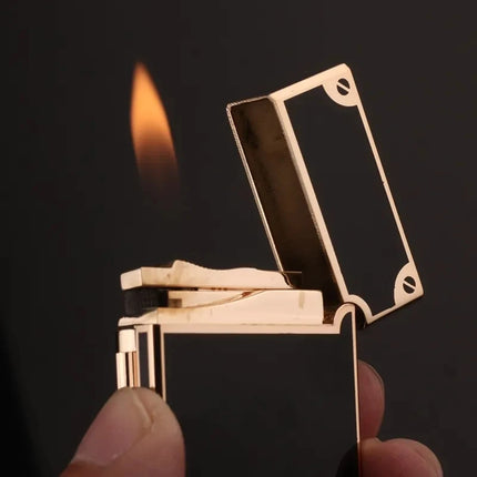 2026 Genuine Steel Tone Loud Lighter Gas Inflatable Open Flame Metal Side Sliding Cigarette Lighter for Boyfriend Husband