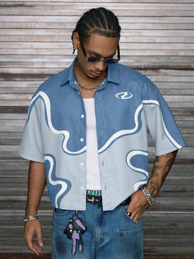 New men's short-sleeved shirt for summer 2025 breathable casual and fashionable 3D printed streetwear