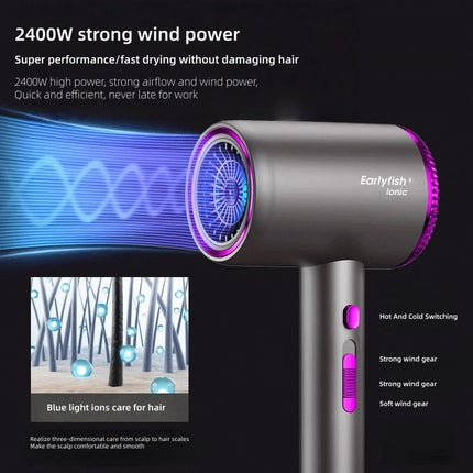 110000 Rpm High-Speed Hair Dryer 3d Blue Negative Ion Light Hair Care Silent Home Hair Salon Diffuser Hair Dryer 220V
