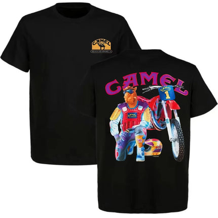 2026 Retro Car Camel Motocycle T-Shirt Vintage Cotton Tops Tee Short Sleeve Casual Streetwear Women Men Clothing Motosport Ins