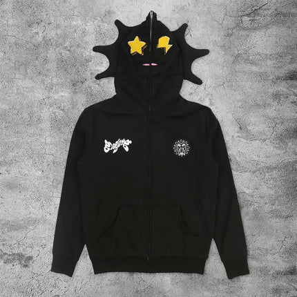 Women Men Y2K Fashion Hoodie Letter Graphics Print Zip Hoodie Clothes Women Hip-hop Long Sleeve Sweatshirt Oversized Top