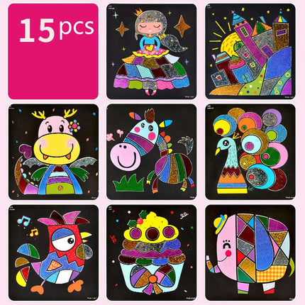 15pcs/20pcs DIY Shining Magic Transfer Colorful Sticker DIY Handmade Painting Crafts for Kids Arts Crafts Toys Gift