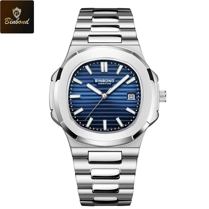 BINBOND Luxury Military Man Watch Square Waterproof Luminous Date Week Men Watch Stainless Steel Quartz Men's Watches Reloj