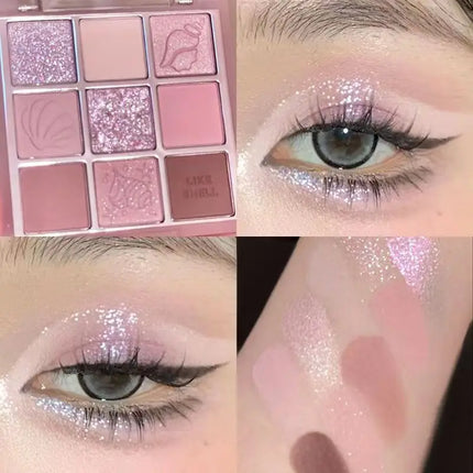 DIKALU New Shell Nine Color Eyeshadow Plate Powder Purple Low Saturation Earth Blush High Light Lying Silkworm Brightening Compr