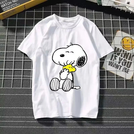 2025 New Summer Snoopy T Shirt Cartoon Short Sleeved Tees Tops Harajuku T-shirt Women Streetwear Pullover Clothes Men's Clothing