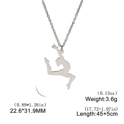 Unift Stainless Steel Sport Women Necklace Runner Rhythmic Gymnastics  Silhouette Pendant Fashion Birthday Jewelry Wholesale