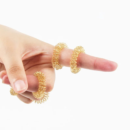 5PCS Stainless Steel Finger Massage Acupressure Ring Stress Relief Anxiety Teens Adults Stress Finger Toys For Adult Kids SBAMQ2