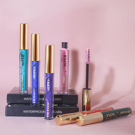 Waterproof Mascara Eyelashes Extension Thick Curling Non-smudge Quick Dry Long Lasting Purple Green Colorful Mascara Makeup Set